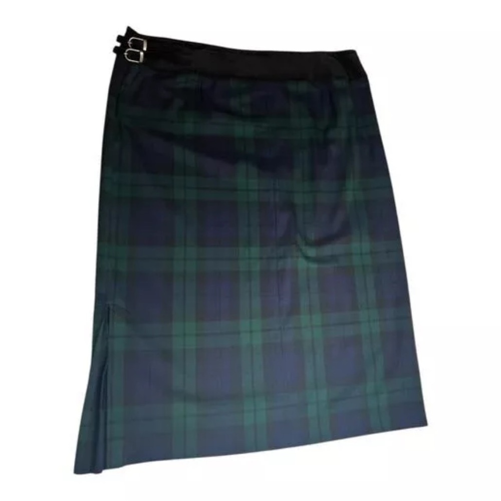 Marisa Christina Green and Blue Pencil Midi Skirt